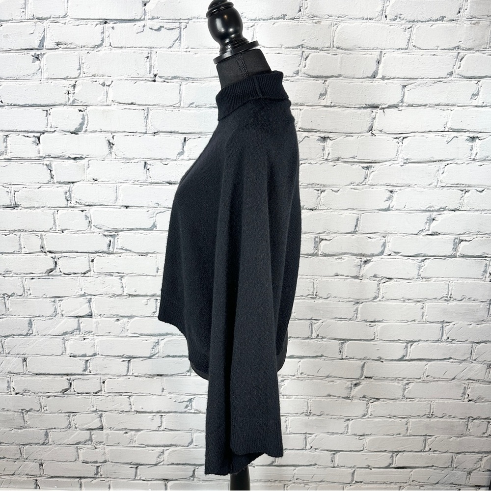 Vince Cashmere Wool Poncho Sweater Cape Shrug XS/S Black Turtleneck Luxury Cozy - Picture 3 of 11
